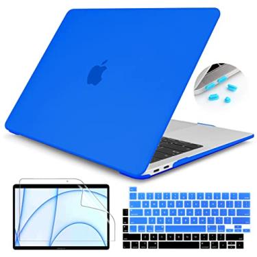 Imagem de Teryeefi Capa para MacBook Pro de 13 polegadas versão 2022-2016 A2338 M1 M2 A2251 A2289 A2159 A1989 A1708 A1706 com Touch Bar, capa rígida de plástico fosco para teclado, azul escuro