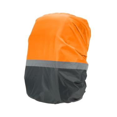 Imagem de PATIKIL Capa de chuva impermeável 45-55L, capa de mochila ultraleve antiderrapante com faixa refletiva para caminhadas, acampamento, viagem, ciclismo, G, cinza e laranja