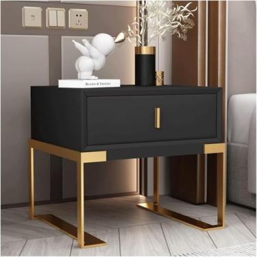 Imagem de Mesa de cabeceira para quarto, armário de cabeceira, mini armário de cabeceira com uma gaveta, perna dourada/perna preta, mesa de cabeceira, 9, pés de armário dourados