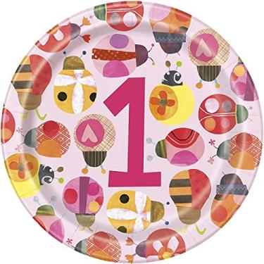 Imagem de Unique Round Dinner Paper Plates - 9" | Ladybug 1st Birthday | 8 Pcs