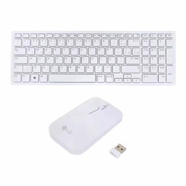 Imagem de Teclado e Mouse Sem Fio com Receptor USB All in One Branco Original