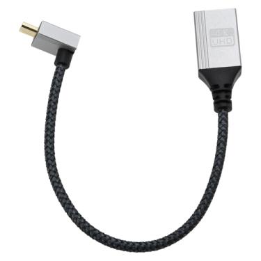 Imagem de SING F LTD Cabo adaptador micro HDMI para HDMI 4K com ângulo de 90 graus, macho para fêmea, cabo de nylon trançado curto de 20 cm, suporte 4K UHD para câmera de vídeo de laptop TV, ângulo ascendente
