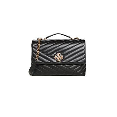 Imagem de Tory Burch Bolsa de ombro conversível feminina Kira Chevron, Preto, One Size