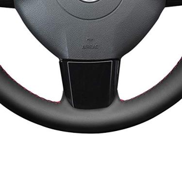 Imagem de MEWANT Capa de volante costurada para Saturn Astra 2008-2010/feita de couro genuíno/acessórios para volantes para Saturn Astra