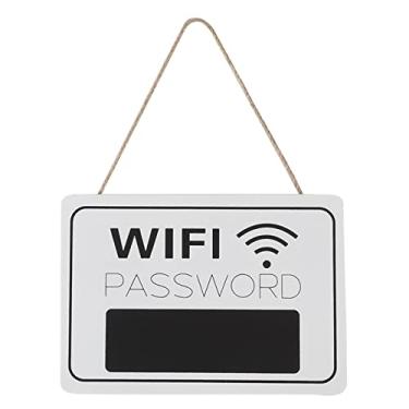 Imagem de Sinal de Parede de Madeira Retrô-placa de Exibição de Senha Wi-fi para Decoração de Cafeteria, Livraria, Bar e Restaurante (Branco)