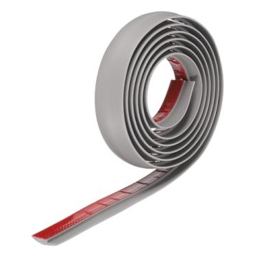 Imagem de HARFINGTON Faixa de transição de piso 3 cm 2 m Tapete de PVC autoadesivo para azulejo Acabamento de borda de transição Tira de cobertura para pisos irregulares Altura 3 mm, Cinza