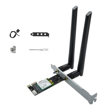 Imagem de Placa WiFi sem fio AX210 WiFi 6E PCIe, adaptador Bluetooth 5.3, Tri-Band 2,46GHz/5,8GHz/6GHz, placa de rede para Win 11/10 64Bit