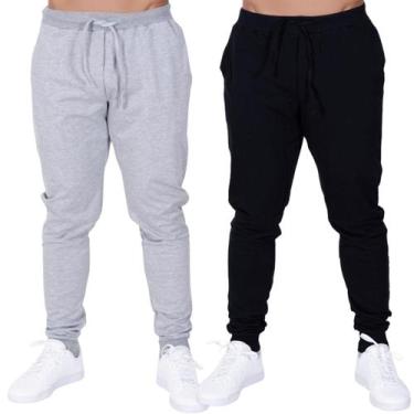 Imagem de Kit 2 Calça Moletom Masculina Academia Esportiva Plus Size Casual Fris
