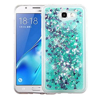 Imagem de AMZER Capa protetora híbrida com glitter de areia movediça à prova de choque para Samsung Galaxy J7 (2017), Galaxy J7 V SM-J727V (2017) - Verde