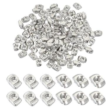 Imagem de PATIKIL Série 2020 M3 t Nuts, 100 peças porca de fixação de cabeça de martelo, porca de aço carbono niquelada para perfil de alumínio l prata