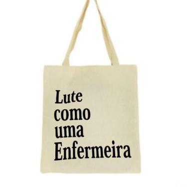 Imagem de Bolsa Ecobag  100% algodão Estampa LUTE COMO ENFERMEIRA - CARIOCA MAIS