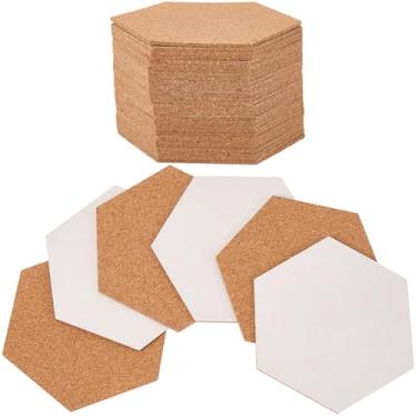 Imagem de CRASPIRE 30 peças de porta-copos autoadesivos de cortiça, hexágono, burlywood, hexágono, antiderrapante, lençóis, lençóis, porta-copos de bebidas, conjuntos de suportes para garrafas de vidro, placa