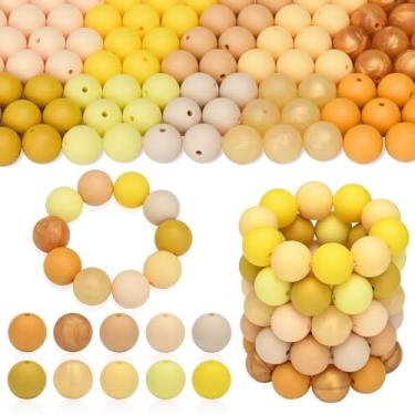 Imagem de U-LIAN 150 contas de silicone de 15 mm de cores mistas, contas de silicone a granel para fabricação de chaveiros, contas de silicone de 15 mm para canetas e pulseiras amarelas