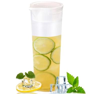 Imagem de Garrafa de água de plástico transparente com tampa, jarra de base redonda de 1000 ml para chá gelado, suco, leite, limonada e outras bebidas