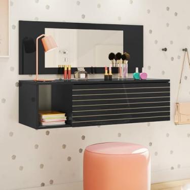 Imagem de Penteadeira Camarim Suspensa Joy Com Gaveta Nichos E Espelho (Preto)