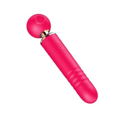 Imagem de Varinha Mágica Sugador de Clitóris e Ponto G com Vai e Vem 3 em 1 Vibrador Feminino 19cm x 4cm Recarregável Resistente à Água (ROSA)