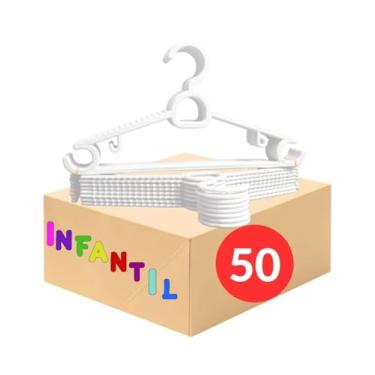 Imagem de Cabide Infantil Antideslizante Multiuso Branco Kit 50un CSCABIDES