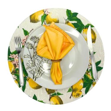 Imagem de Sousplat Completo 6 Capas, 6 Base MDF, 6 Guardanapo e 6 Porta Guardanapo - Varias Estampas - Tecido Premium Mais Grosso. (Limão S Branco/G Amarelo)