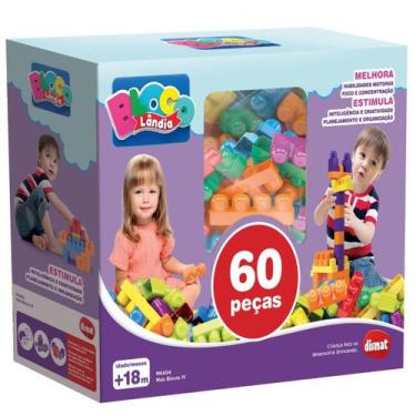 Imagem de Brinquedo Infantil Didático Blocos de Montar Mais Bloco V 60 Peças Dis