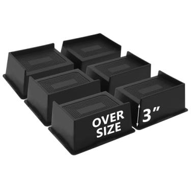 Imagem de HANIHUA Pacote com 6 peças de elevação para cama de 7,6 cm, peças sobressalentes de móveis grandes, resistentes, elevadores de cama extra largos para sofá, mesa, sofá, dormitório solteiro GG,