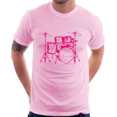 Imagem de Camiseta Bateria Música (rosa) - Foca na Moda, Rosa bebê, GG