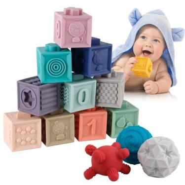 Imagem de Blocos de Empilhar BOBXIN - 15 Peças - Brinquedo Sensorial para Bebês 