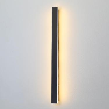 Imagem de Arandela de parede LED Candeeiro de parede linear preto fosco Luz de parede de fundo Arandelas decorativas de parede Luz de montagem em parede com luminárias acrílicas internas/externas pa
