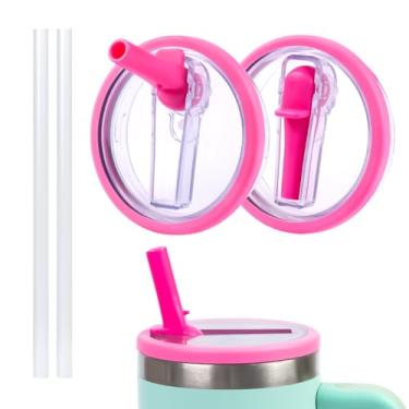 Imagem de 2 peças de substituição de tampa de canudo para copo Stanley 1,134 g, acessório de tampa de copo à prova de vazamento para Stanley Quencher H2.0, tampa de copo reutilizável à prova de derramamento