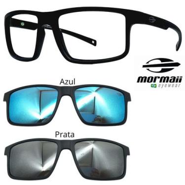 Imagem de Armação de Grau Mormaii 6127 Swap 5 A14 Com 2 Clipons, Prata, Azul