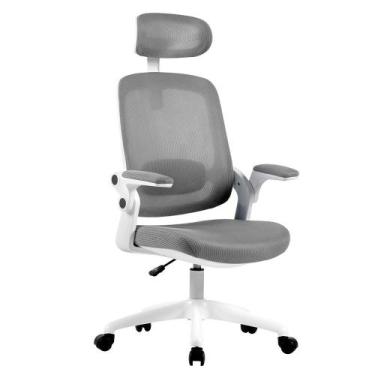 Imagem de Cadeira Office Elements Astra Cinza e Branco, Ajuste de Inclinação Aut
