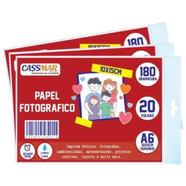 Imagem de Papel Fotográfico Brilhante 10x15 180g Cassmar 800 fls