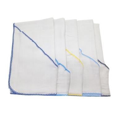 Imagem de Kit 5 Toalha Fralda Bebê Quadriculada 68x78cm Com Capuz - Dugu, Mascul