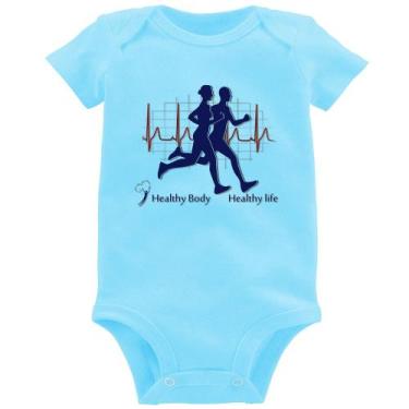 Imagem de Body Bebê Batimentos Cardíacos Corrida - Foca na Moda, Azul bebê, M