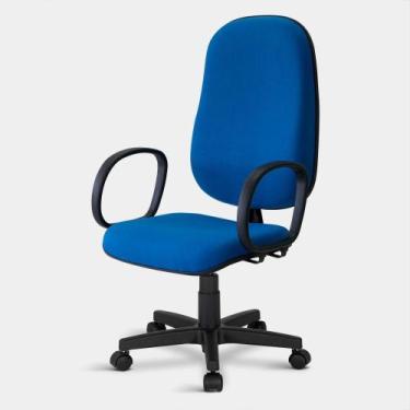 Imagem de Cadeira Presidente Turim Giratória com Braços Azul - Flex Cadeiras