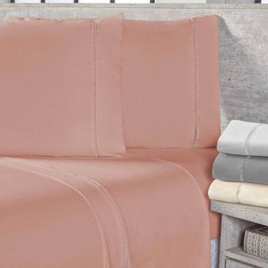 Imagem de Jogo De Lençol Queen 400 Fios Micropercal Toque De Algodão 3 Peças - Rose