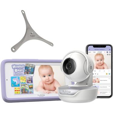 Imagem de Hubble Connected - Nursery Pal Premium com Hubble Grip 5" HD Smart Baby Monitor com panorâmica, inclinação, zoom e tela sensível ao toque - Branco-HCT
