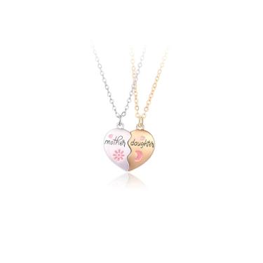 Imagem de KOFISNI Conjunto de colares de mãe e filha para 2 colares com pingente de coração combinando, de aço inoxidável, não mancha, sol, lua, presente de aniversário para o dia das mães, Large, Aço