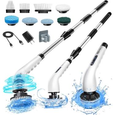 Imagem de Esfregão Elétrico Giratório, Escova Eletrica de Limpeza 9 em 1 MOP de Limpeza Pesada Sem Fio, Portátil e Multifuncional com Cabo Ajustável para Todos os Ambientes, Fogão, Janelas, Azulejos e Pisos