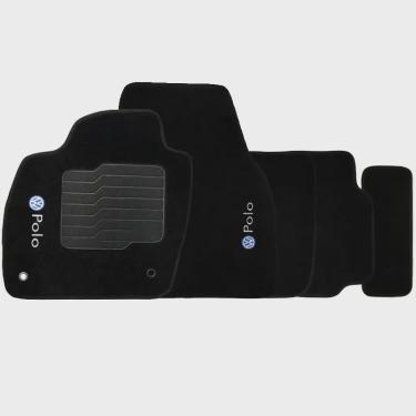 Imagem de Jogo de Tapete Automotivo Carpete Volkswagen Polo 2018 à 2019 Soft Logo Bordado 5 Peças