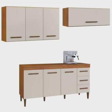 Imagem de Conjunto Balcão 3 Portas 3 Gavetas e 2 Armários Aéreo