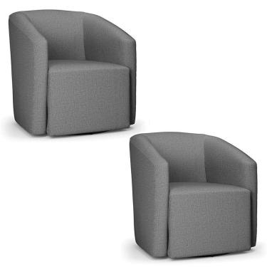 Imagem de Kit 2 Poltronas Stella Max Linho Base Giratória - D'rossi Cor A26 Grafite