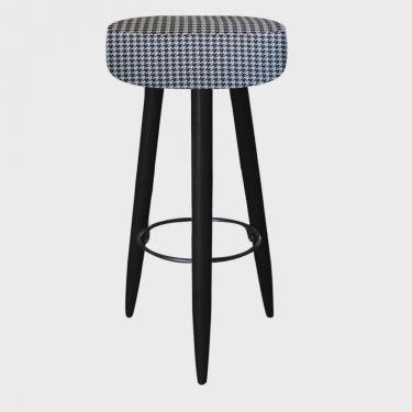 Imagem de Kit 07 Banqueta Alta Lia Para Cozinha Bar Balcão Bistrô Pé Palito Preto Pied Poule Xadrez - Ahz Móveis