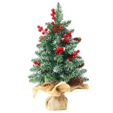 Imagem de Árvore de Natal de mesa pequena artificial de 45,7 cm com base de PVC decorativa para casa, escritório, festa, decoração de Natal