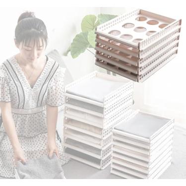 Imagem de NOBBAT Organizador de armário, prateleiras empilháveis, organizador de armário de plástico para roupas, quarto e guarda-roupa(Medium (5 layers))