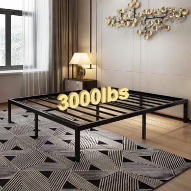 Imagem de 45MinST Estrutura de cama plataforma de 35,5 cm / Base de colchão de montagem fácil / ripa de aço resistente de 1,360 kg / sem ruído / sem necessidade de mola box, completa