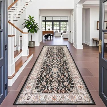 Imagem de TOPRUUG Tapete de corredor lavável 10 x 25 - Tapete de corredor de cozinha, antiderrapante, lavável, impermeável, tapete para sala de estar, quarto, banheiro (preto, 10 x 25)