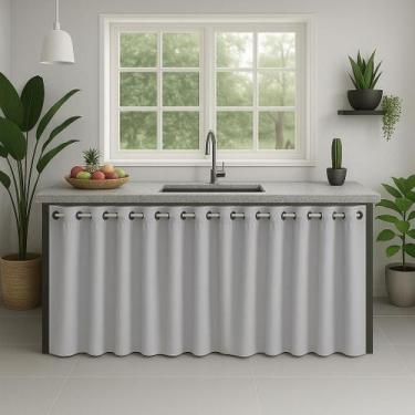 Imagem de Cortina Pia De Cozinha Pvc Impermeável E Antimofo 2,80x0,80 - Feffo Co