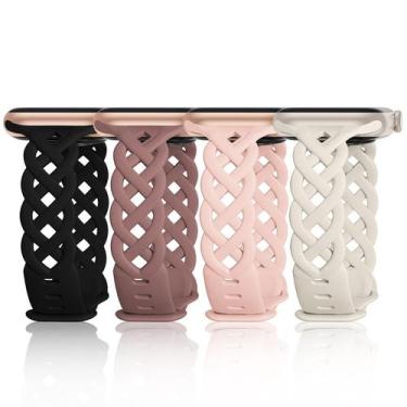 Imagem de Pacote com 4 pulseiras Apple Watch IWABCertoo Slim Slim Silicone para 