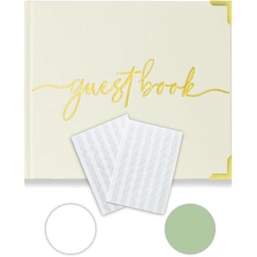 Imagem de Livro de convidados de casamento com cartão de sinal e adesivos de canto de foto, livro de visitas Polaroid para recepção de casamento ou livro de convidados de aniversário para festa, livro de