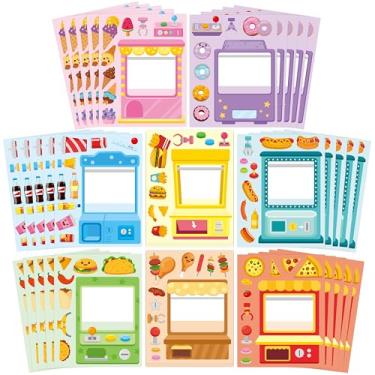 Imagem de CY2SIDE 40 peças de adesivos de rosto para máquina de venda automática de lanche para crianças, faça uma máquina de garra de lanche faça você mesmo, faça seu próprio decalque de fast food jogos de